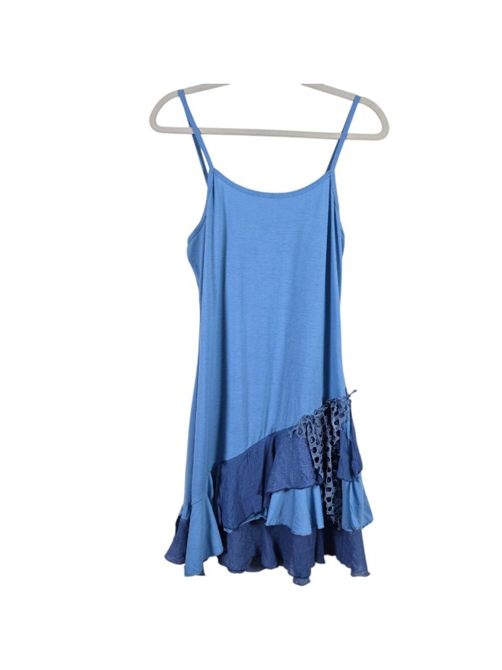 Pretty Angel Womens Blue Linen Blend Boho Fairy Lagenlook Artsy Dress Small